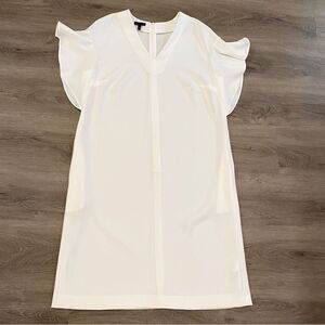 NEW ESCADA SHIFT V-NECK MIDI DRESS OFF WHITE SZ42=L